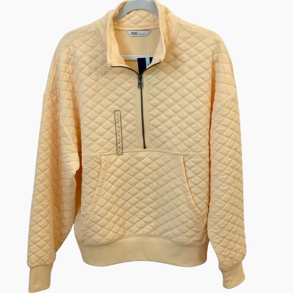 Women’s Quilted ½ Zip Pullover Stitched Athleisure Sweater - DSG -Yellow-L- NWT - Picture 3 of 12